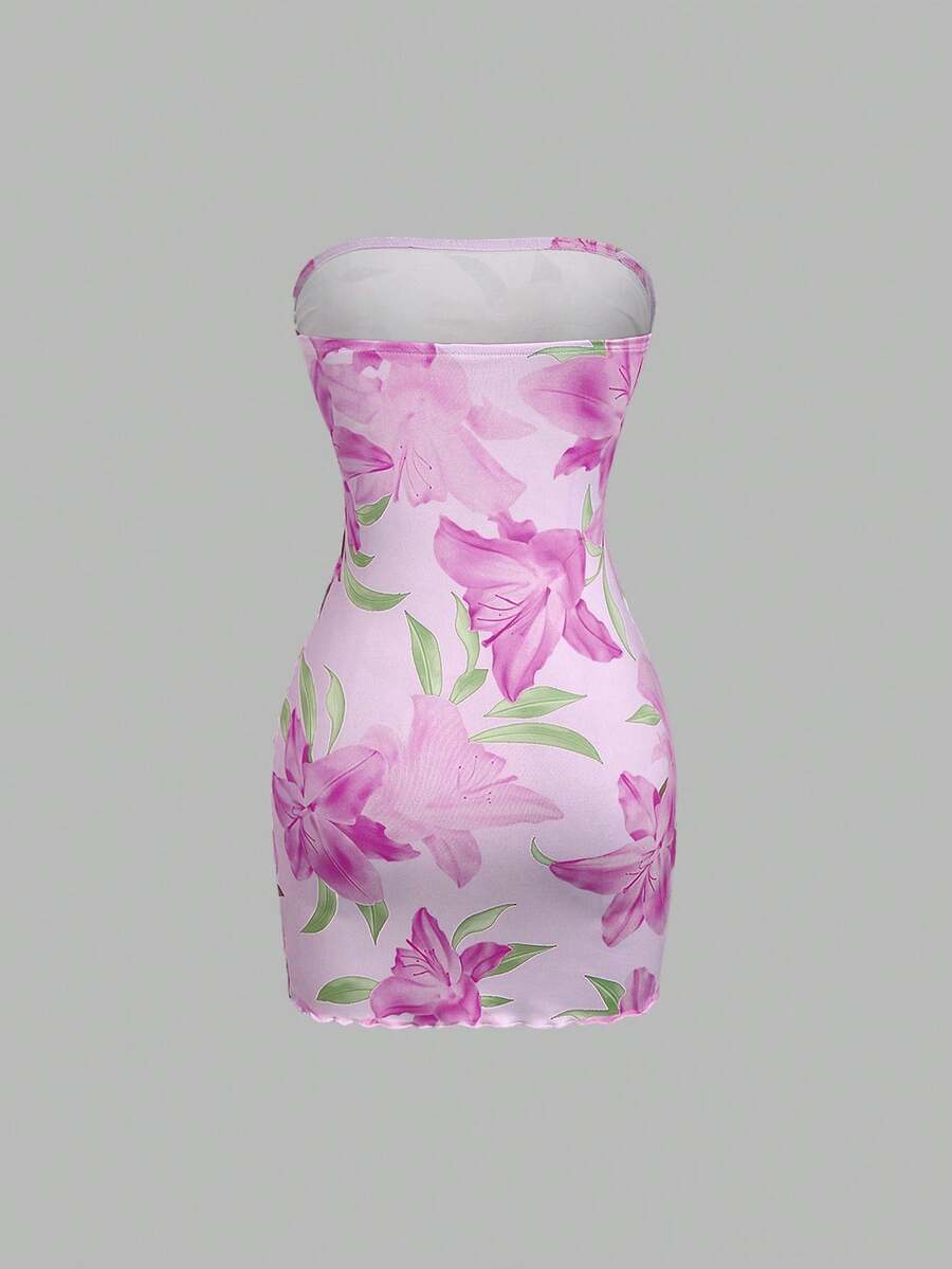 Women's Knit Floral Print Wrap Tie Crop Top And Bodycon Skirt Dress Elegant Romantic Outfit Casual Fashion Spring Summer Autumn Wear