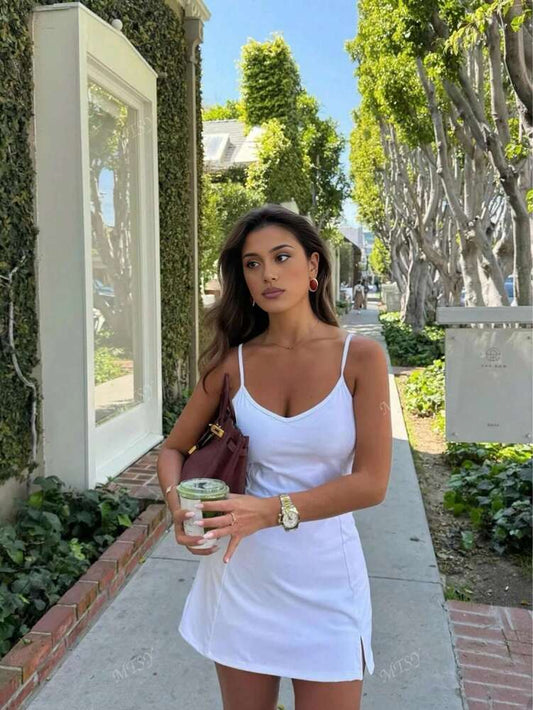 Women's Casual V Neck Split Hem Dress Elegant Sexy Outfit For Work Vacation Commuting Spring Summer Daily Wear Fashion Clothing Women