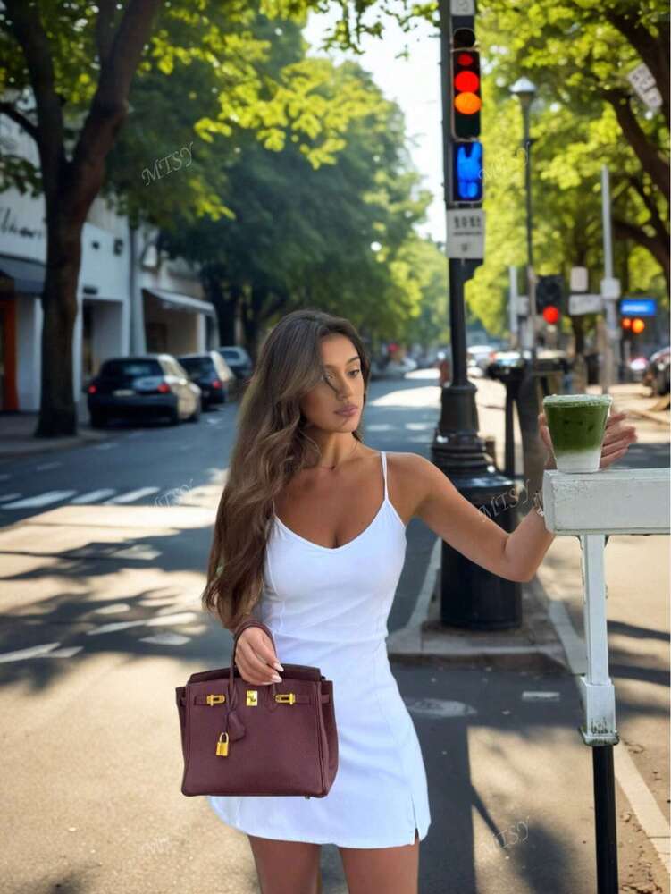 Women's Casual V Neck Split Hem Dress Elegant Sexy Outfit For Work Vacation Commuting Spring Summer Daily Wear Fashion Clothing Women